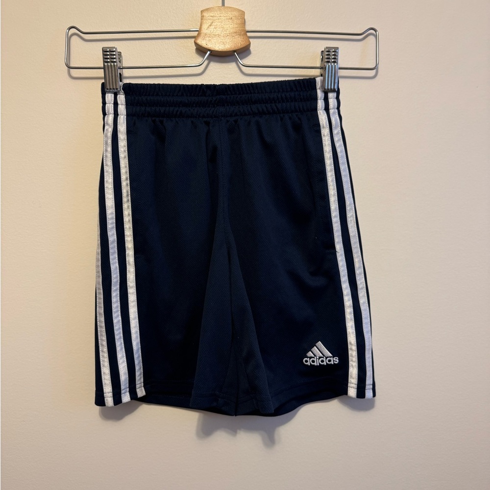 Adidas Dark Blue Shorts with White Stripes
